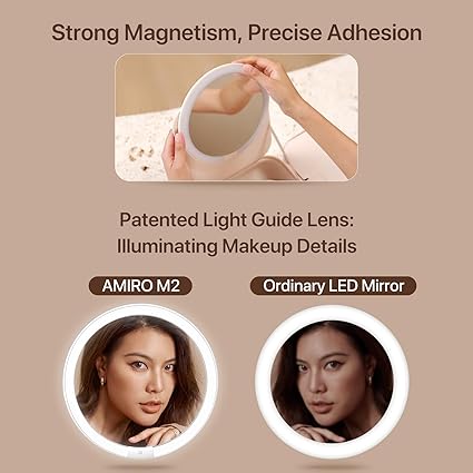 AMIRO M2 Travel Cosmetic Bag with 5 levels of brightness and 3-color LED mirror