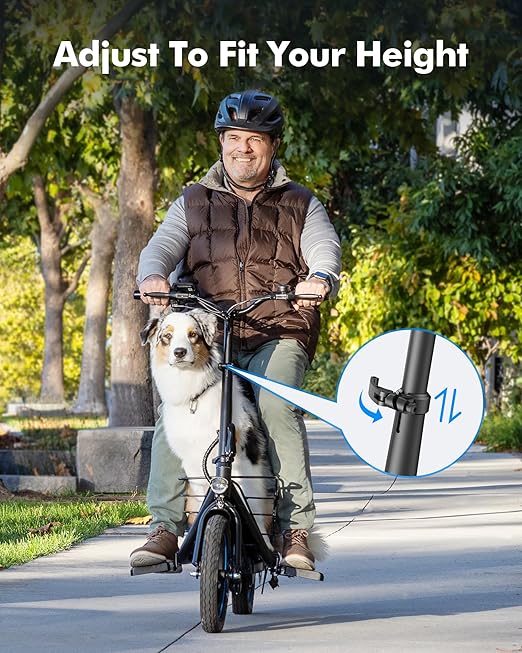 Adult electric scooter with large center basket