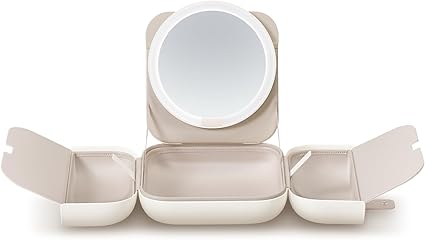 AMIRO M2 Travel Cosmetic Bag with 5 levels of brightness and 3-color LED mirror