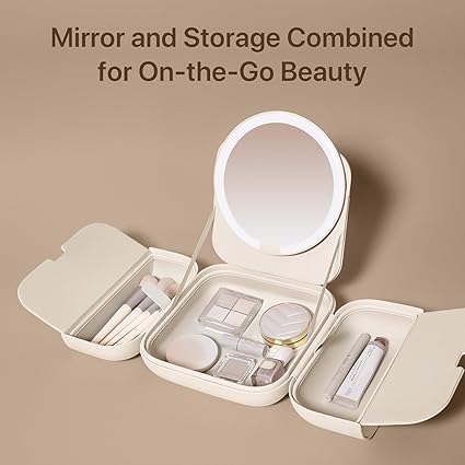 AMIRO M2 Travel Cosmetic Bag with 5 levels of brightness and 3-color LED mirror