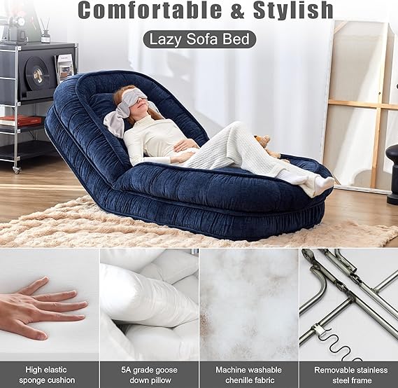 Foldable lazy sofa bed floor chair